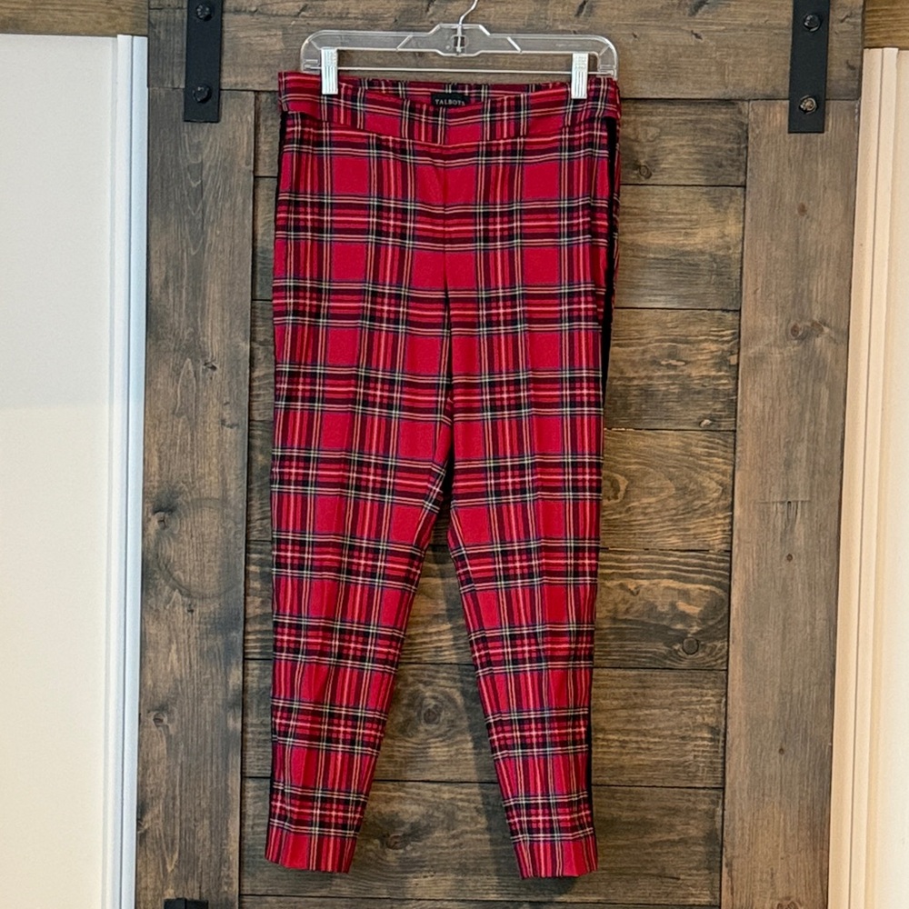 Talbots Red Plaid Slim Ankle Pant